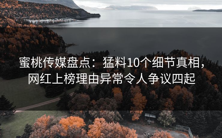 蜜桃传媒盘点：猛料10个细节真相，网红上榜理由异常令人争议四起