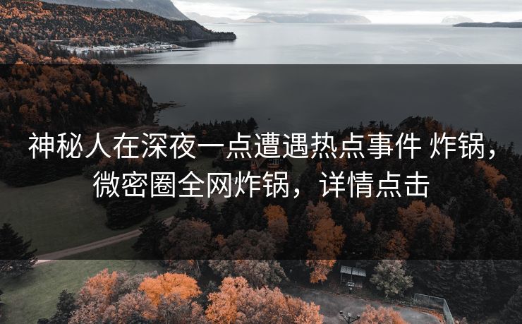 神秘人在深夜一点遭遇热点事件 炸锅，微密圈全网炸锅，详情点击